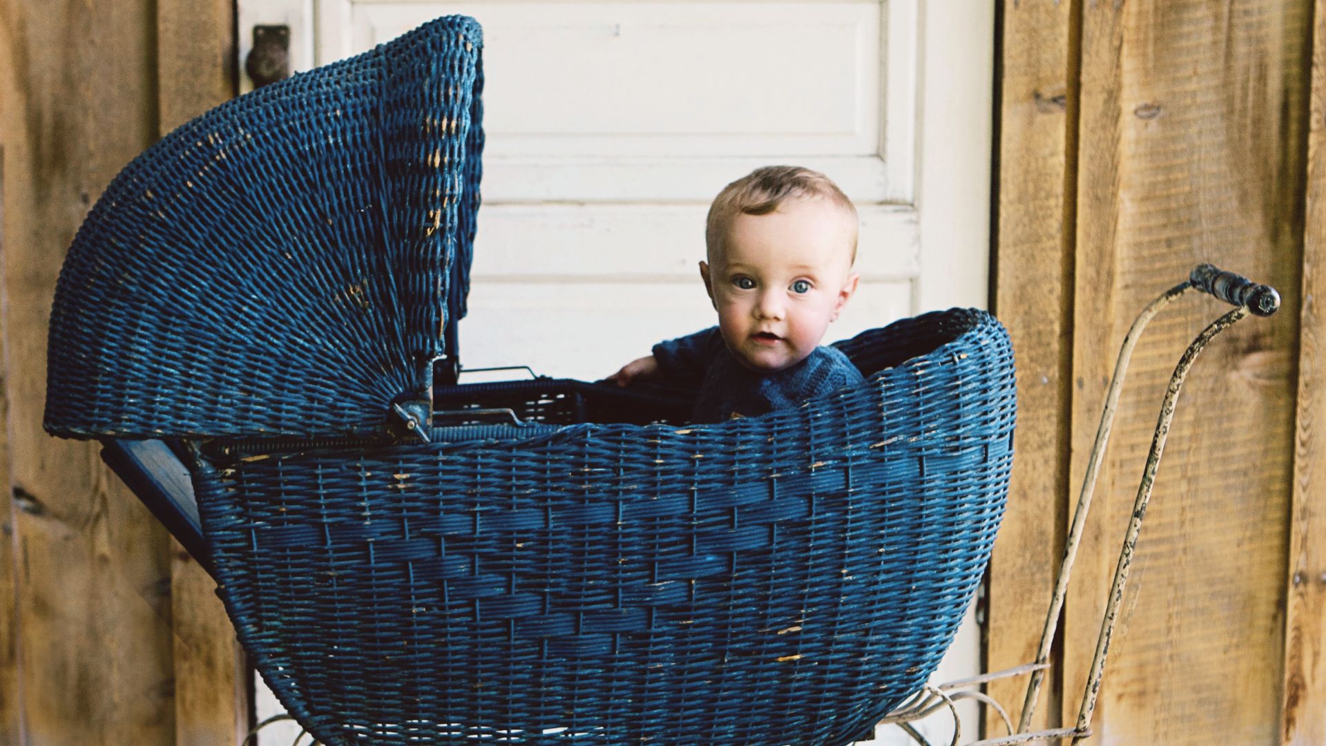 Baby Boy in Vintage Pram